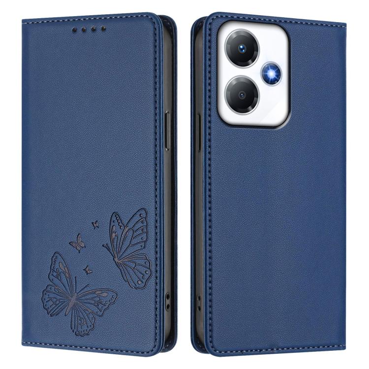 For Infinix Hot 30 Play / Hot 30 Play NFC Strong Magnetic Dual Butterfly RFID Vegan Leather Phone Case