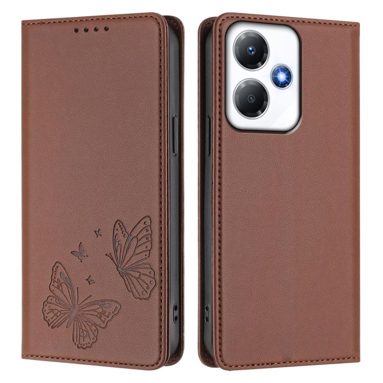 For Infinix Hot 30 Play / Hot 30 Play NFC Strong Magnetic Dual Butterfly RFID Vegan Leather Phone Case