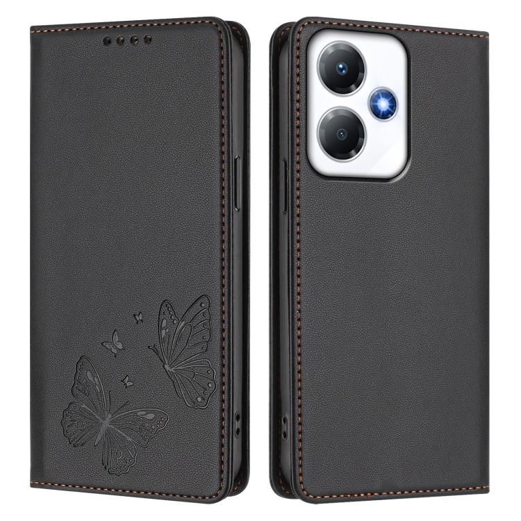 For Infinix Hot 30 Play / Hot 30 Play NFC Strong Magnetic Dual Butterfly RFID Vegan Leather Phone Case