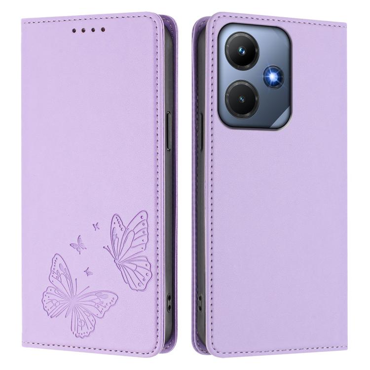 For Infinix Hot 30i Strong Magnetic Dual Butterfly RFID Vegan Leather Phone Case