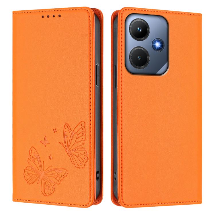 For Infinix Hot 30i Strong Magnetic Dual Butterfly RFID Vegan Leather Phone Case