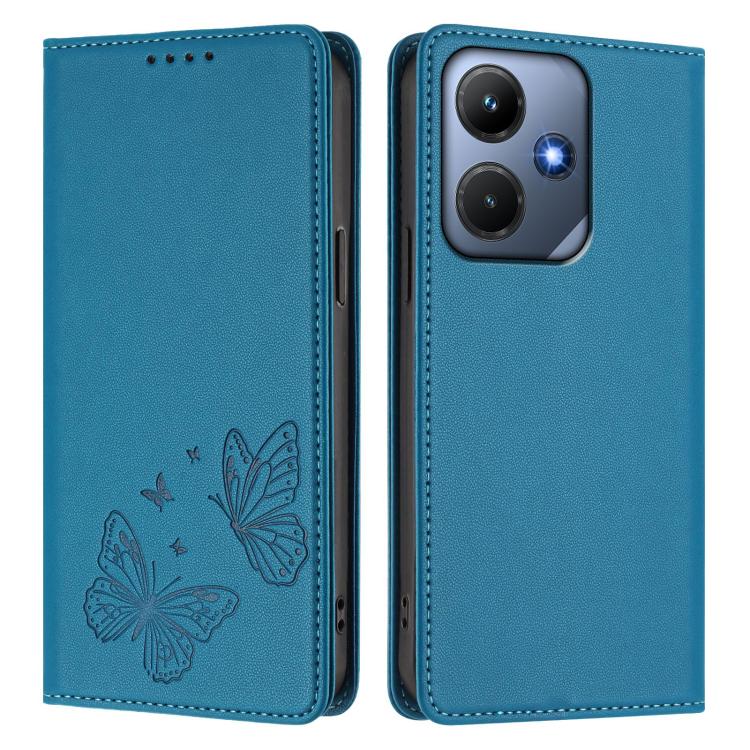 For Infinix Hot 30i Strong Magnetic Dual Butterfly RFID Vegan Leather Phone Case