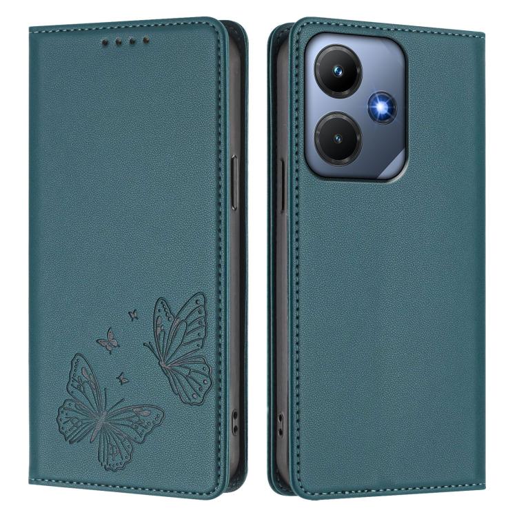 For Infinix Hot 30i Strong Magnetic Dual Butterfly RFID Vegan Leather Phone Case