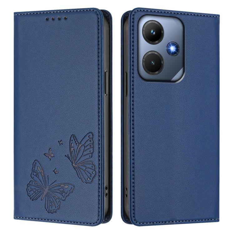 For Infinix Hot 30i Strong Magnetic Dual Butterfly RFID Vegan Leather Phone Case