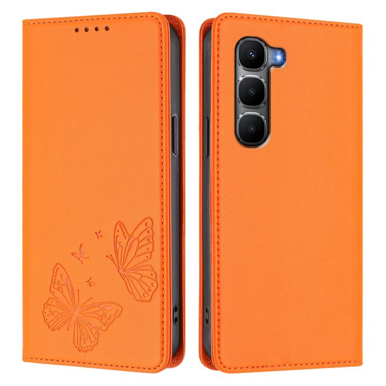 For Infinix Hot 60 5G / Hot 60i 4G Strong Magnetic Dual Butterfly RFID Vegan Leather Phone Case