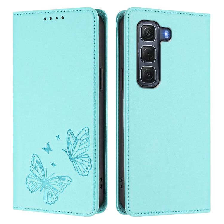 For Infinix Hot 60 Pro 4G Strong Magnetic Dual Butterfly RFID Vegan Leather Phone Case