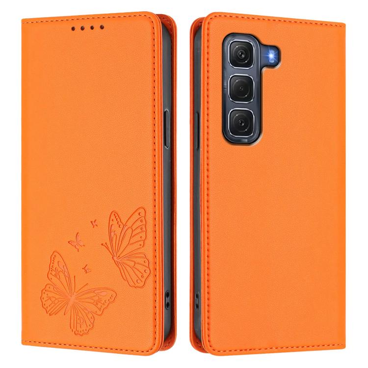 For Infinix Hot 60 Pro 4G Strong Magnetic Dual Butterfly RFID Vegan Leather Phone Case