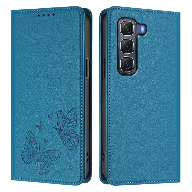 For Infinix Hot 60 Pro 4G Strong Magnetic Dual Butterfly RFID Vegan Leather Phone Case