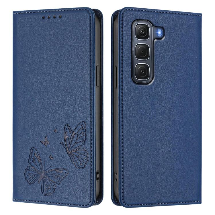 For Infinix Hot 60 Pro 4G Strong Magnetic Dual Butterfly RFID Vegan Leather Phone Case