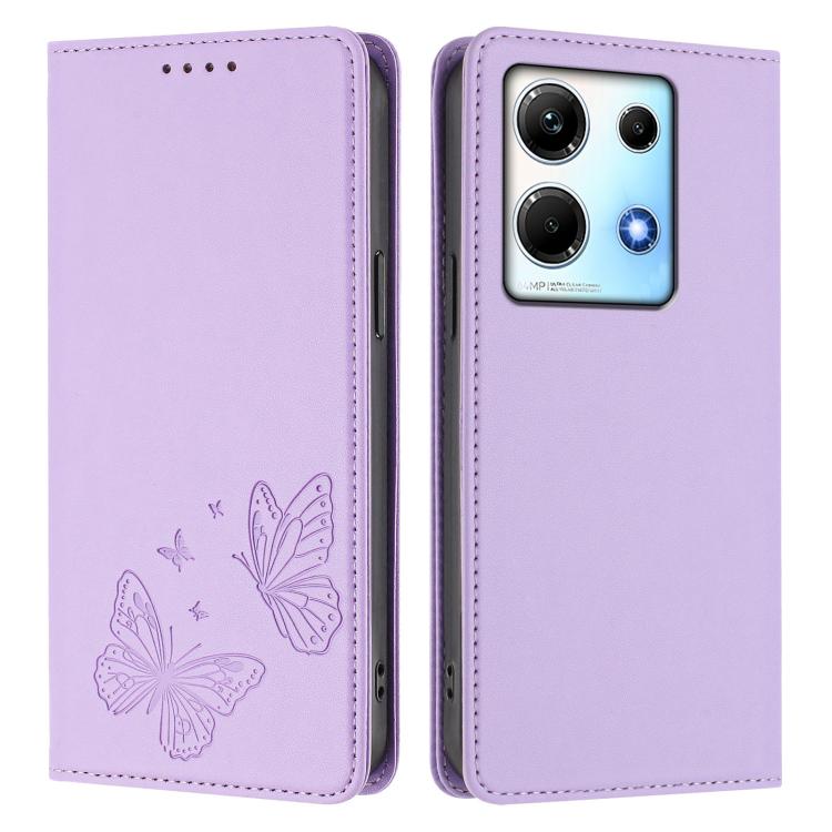 For Infinix Note 30 4G / Note 30 5G Strong Magnetic Dual Butterfly RFID Vegan Leather Phone Case