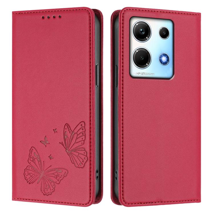For Infinix Note 30 4G / Note 30 5G Strong Magnetic Dual Butterfly RFID Vegan Leather Phone Case