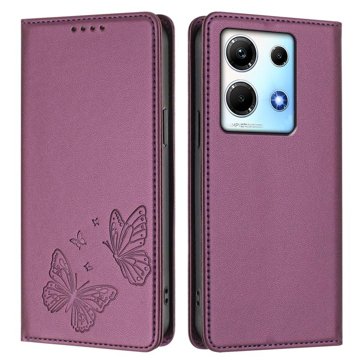 For Infinix Note 30 4G / Note 30 5G Strong Magnetic Dual Butterfly RFID Vegan Leather Phone Case