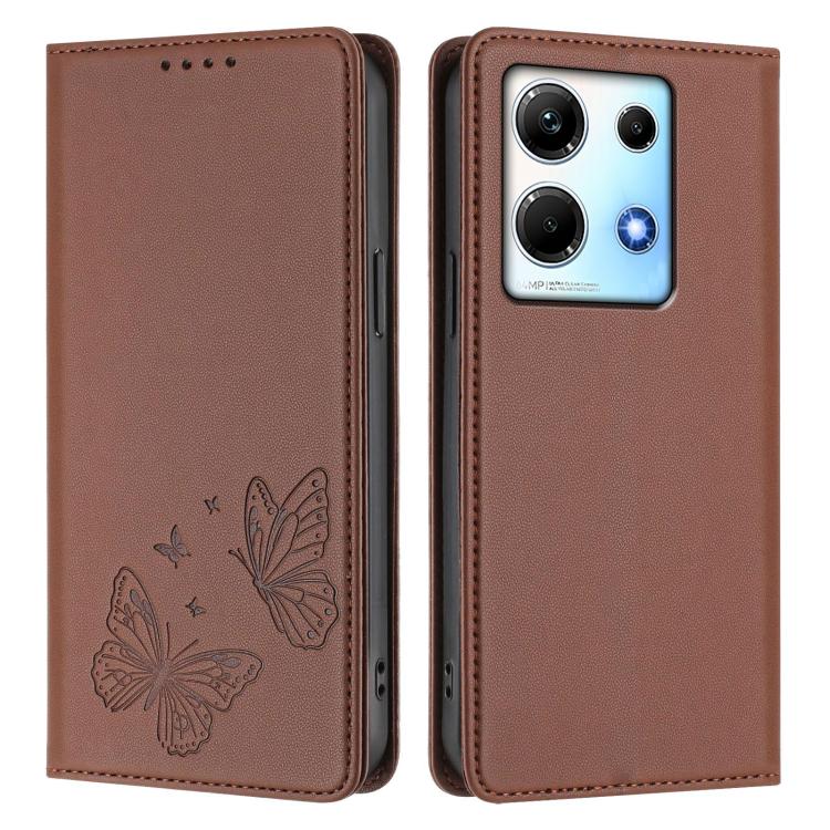 For Infinix Note 30 4G / Note 30 5G Strong Magnetic Dual Butterfly RFID Vegan Leather Phone Case