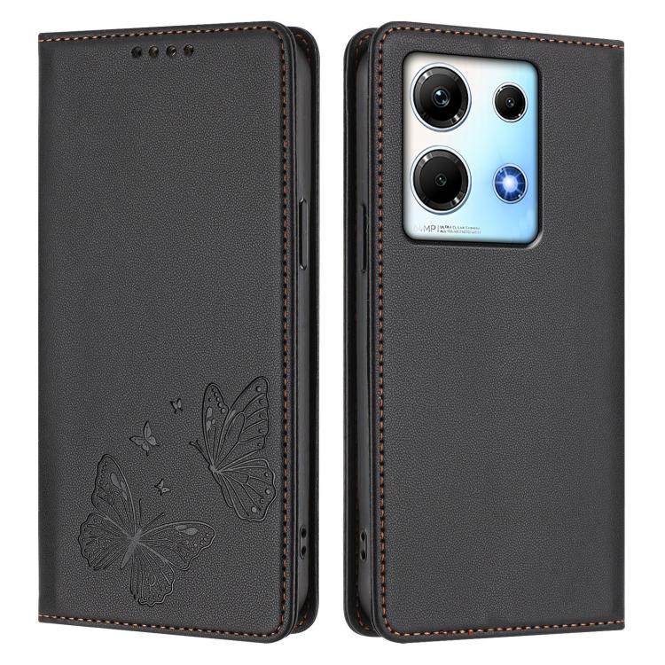 For Infinix Note 30 4G / Note 30 5G Strong Magnetic Dual Butterfly RFID Vegan Leather Phone Case