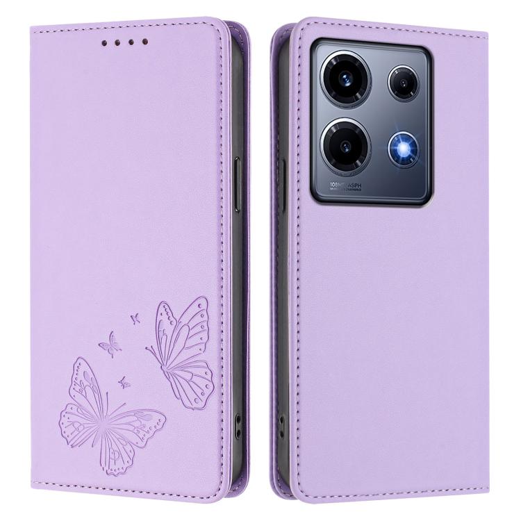 For Infinix Note 30 VIP Strong Magnetic Dual Butterfly RFID Vegan Leather Phone Case