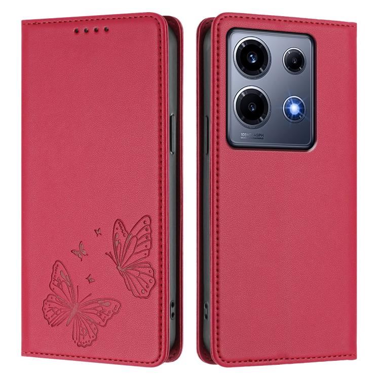 For Infinix Note 30 VIP Strong Magnetic Dual Butterfly RFID Vegan Leather Phone Case