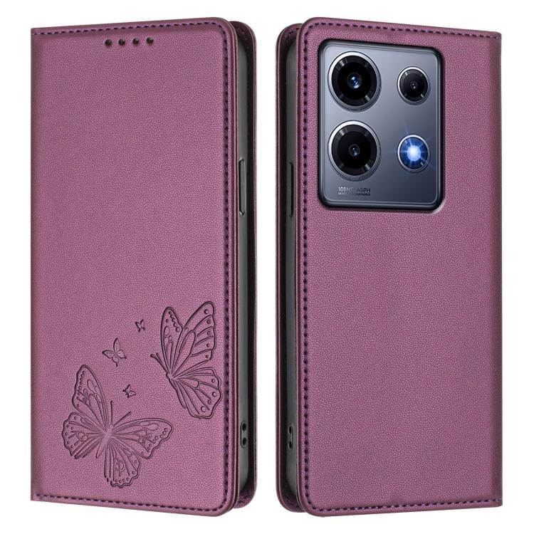 For Infinix Note 30 VIP Strong Magnetic Dual Butterfly RFID Vegan Leather Phone Case