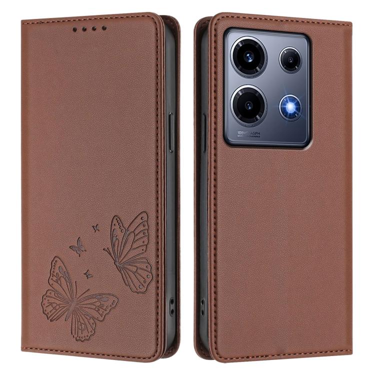 For Infinix Note 30 VIP Strong Magnetic Dual Butterfly RFID Vegan Leather Phone Case