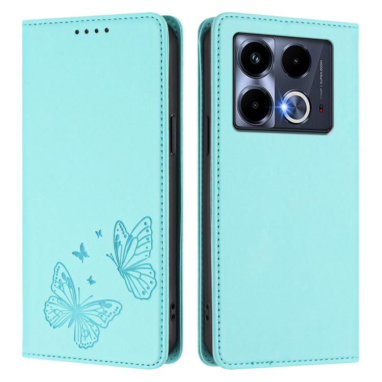 For Infinix Note 40 4G Strong Magnetic Dual Butterfly RFID Vegan Leather Phone Case