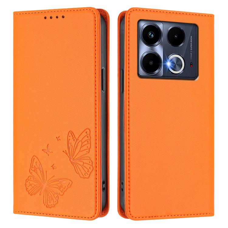 For Infinix Note 40 4G Strong Magnetic Dual Butterfly RFID Vegan Leather Phone Case