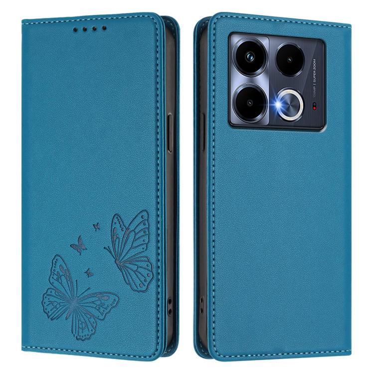 For Infinix Note 40 4G Strong Magnetic Dual Butterfly RFID Vegan Leather Phone Case