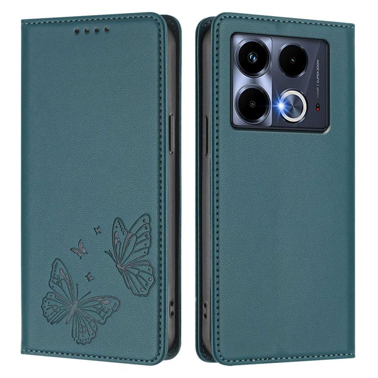 For Infinix Note 40 4G Strong Magnetic Dual Butterfly RFID Vegan Leather Phone Case