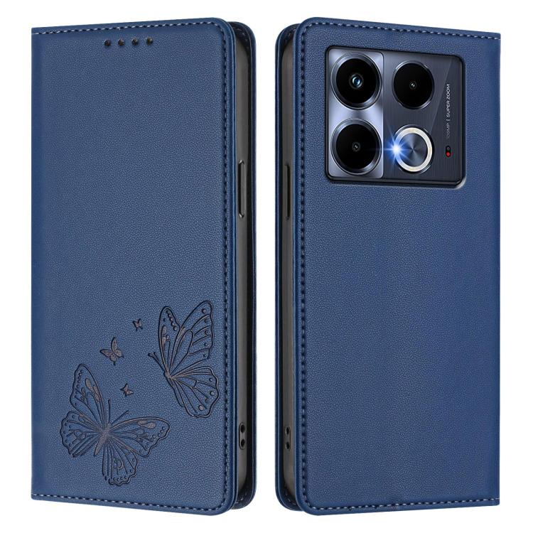 For Infinix Note 40 4G Strong Magnetic Dual Butterfly RFID Vegan Leather Phone Case