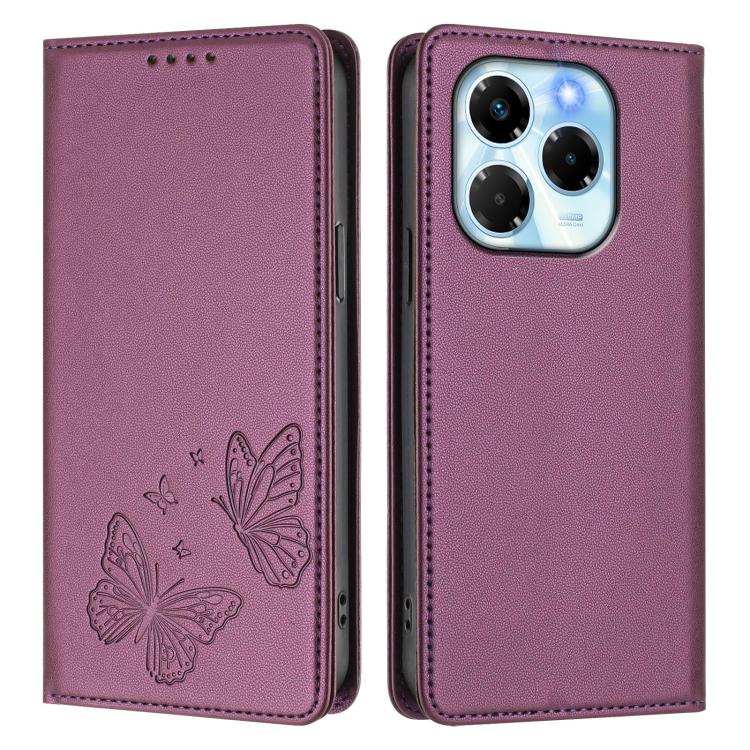 For Infinix Note 40X 5G Strong Magnetic Dual Butterfly RFID Vegan Leather Phone Case
