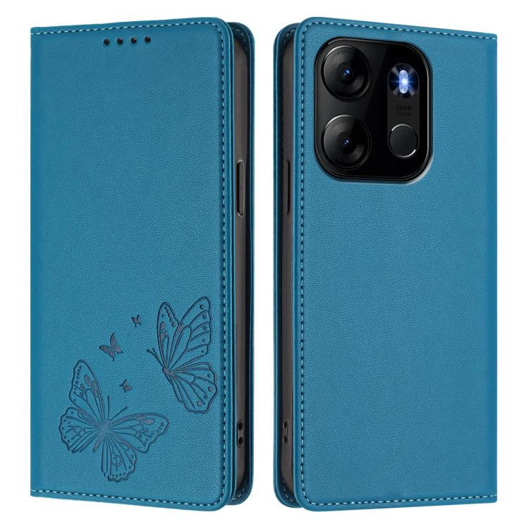 For Infinix Smart 7 / Spark Go 2023 Strong Magnetic Dual Butterfly RFID Vegan Leather Phone Case