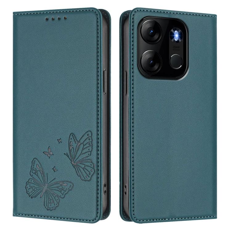 For Infinix Smart 7 / Spark Go 2023 Strong Magnetic Dual Butterfly RFID Vegan Leather Phone Case