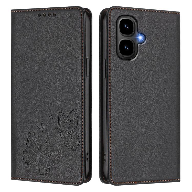 For Infinix Smart 10 4G / Tecno Pop 10 Strong Magnetic Dual Butterfly RFID Vegan Leather Phone Case