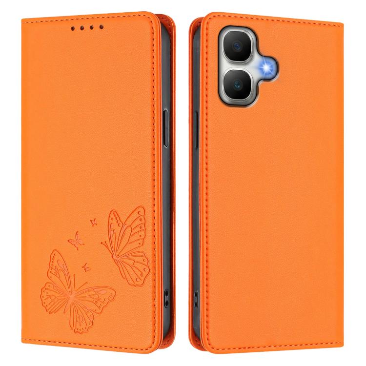 For Infinix Smart 20 4G Strong Magnetic Dual Butterfly RFID Vegan Leather Phone Case