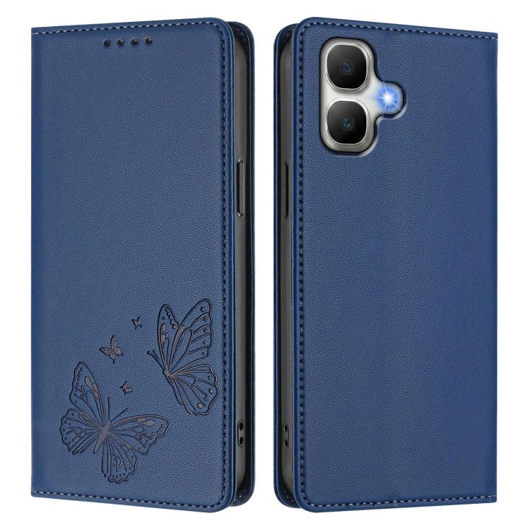 For Infinix Smart 20 4G Strong Magnetic Dual Butterfly RFID Vegan Leather Phone Case