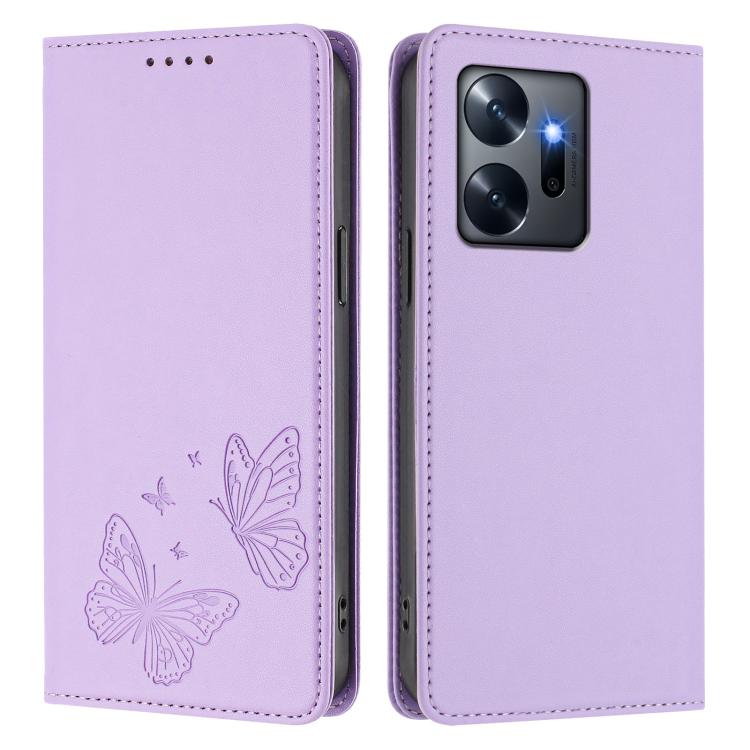 For Infinix Zero 20 Strong Magnetic Dual Butterfly RFID Vegan Leather Phone Case