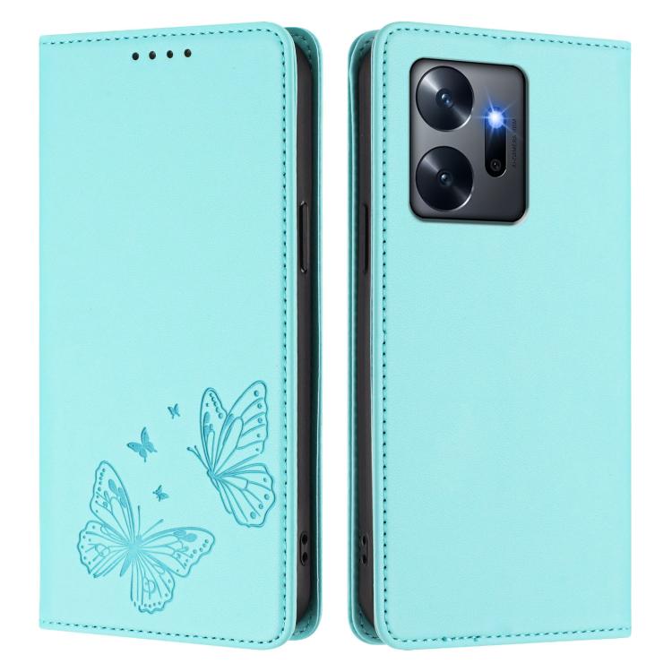 For Infinix Zero 20 Strong Magnetic Dual Butterfly RFID Vegan Leather Phone Case