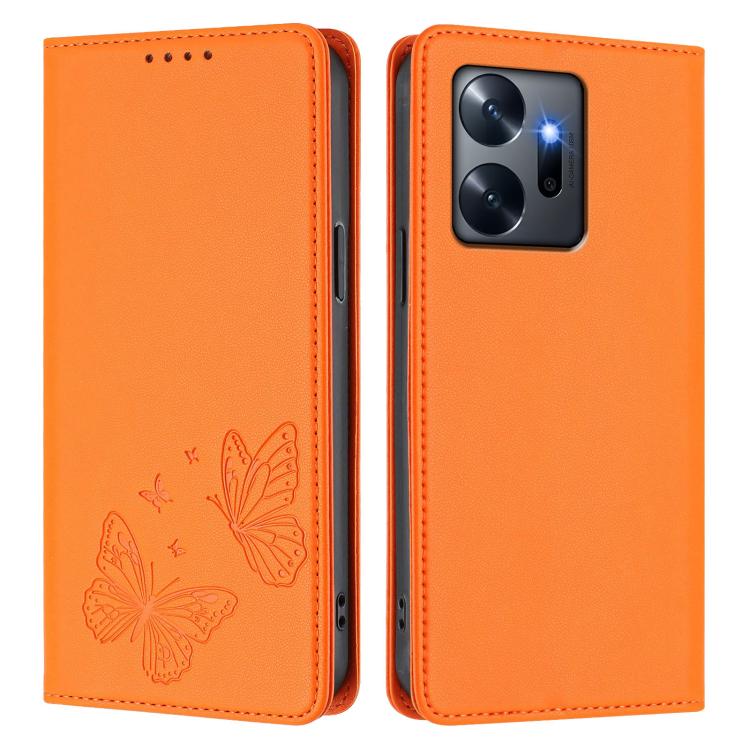 For Infinix Zero 20 Strong Magnetic Dual Butterfly RFID Vegan Leather Phone Case