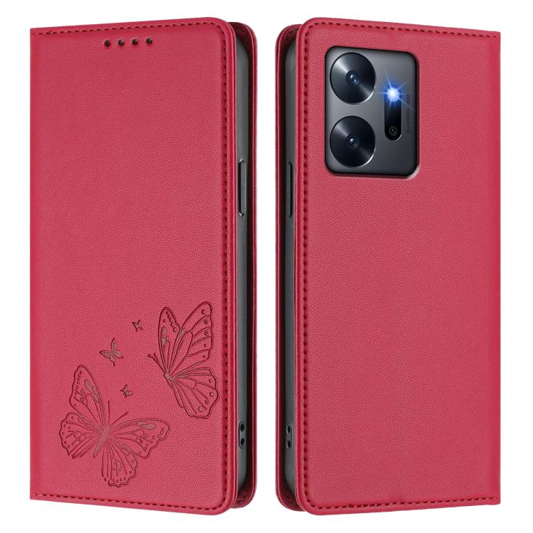 For Infinix Zero 20 Strong Magnetic Dual Butterfly RFID Vegan Leather Phone Case