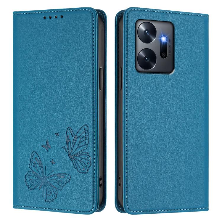 For Infinix Zero 20 Strong Magnetic Dual Butterfly RFID Vegan Leather Phone Case