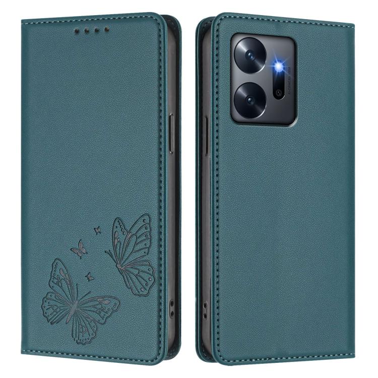 For Infinix Zero 20 Strong Magnetic Dual Butterfly RFID Vegan Leather Phone Case