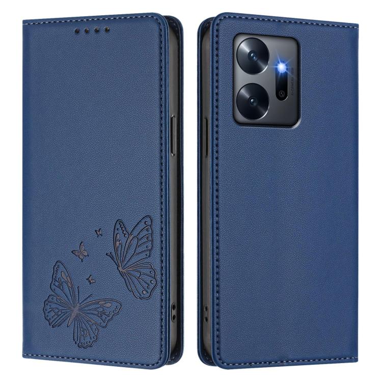 For Infinix Zero 20 Strong Magnetic Dual Butterfly RFID Vegan Leather Phone Case