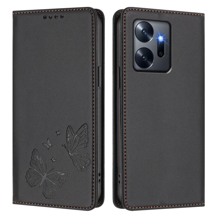 For Infinix Zero 20 Strong Magnetic Dual Butterfly RFID Vegan Leather Phone Case