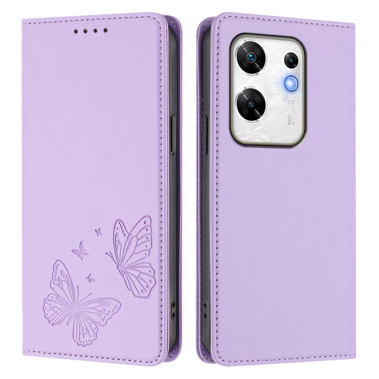 For Infinix Zero 30 4G Strong Magnetic Dual Butterfly RFID Vegan Leather Phone Case