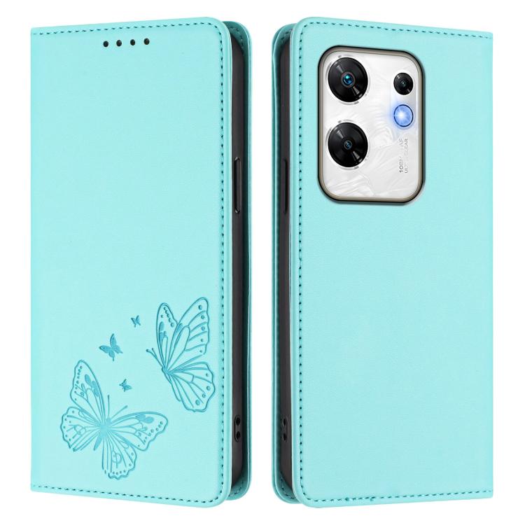 For Infinix Zero 30 4G Strong Magnetic Dual Butterfly RFID Vegan Leather Phone Case