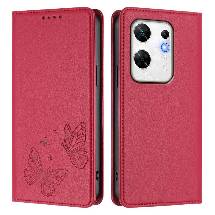 For Infinix Zero 30 4G Strong Magnetic Dual Butterfly RFID Vegan Leather Phone Case