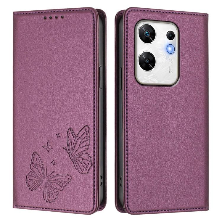 For Infinix Zero 30 4G Strong Magnetic Dual Butterfly RFID Vegan Leather Phone Case