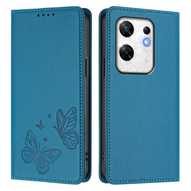 For Infinix Zero 30 4G Strong Magnetic Dual Butterfly RFID Vegan Leather Phone Case