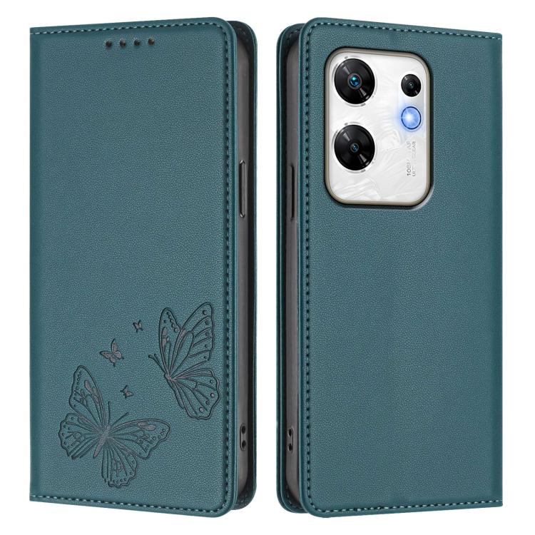 For Infinix Zero 30 4G Strong Magnetic Dual Butterfly RFID Vegan Leather Phone Case