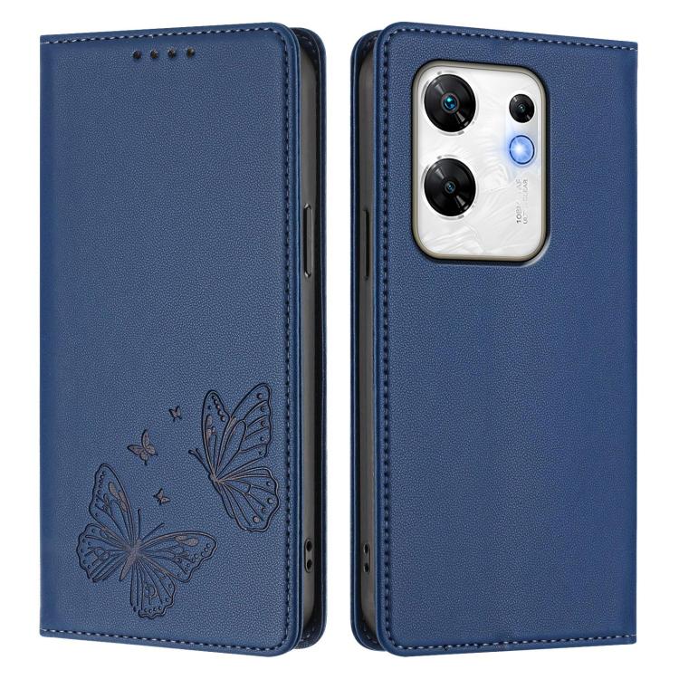 For Infinix Zero 30 4G Strong Magnetic Dual Butterfly RFID Vegan Leather Phone Case
