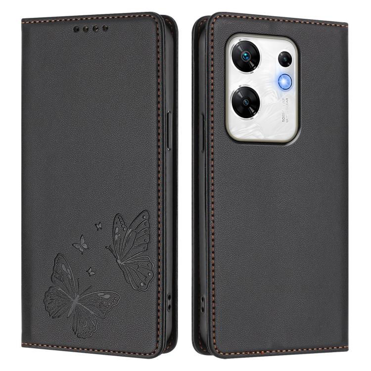 For Infinix Zero 30 4G Strong Magnetic Dual Butterfly RFID Vegan Leather Phone Case