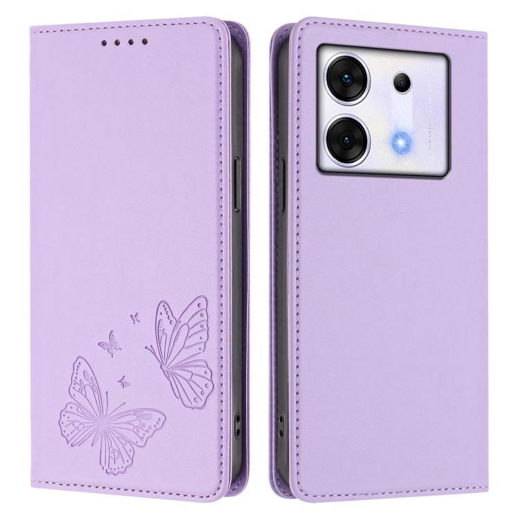 For Infinix Zero 30 5G Strong Magnetic Dual Butterfly RFID Vegan Leather Phone Case